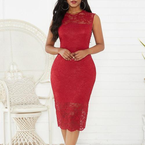 Bodycon Red Dress For Lady Sexy Lace Stitching Slim Fit Women Dress Wedding Party Summer Floral Print Female Dress Vestidos D30