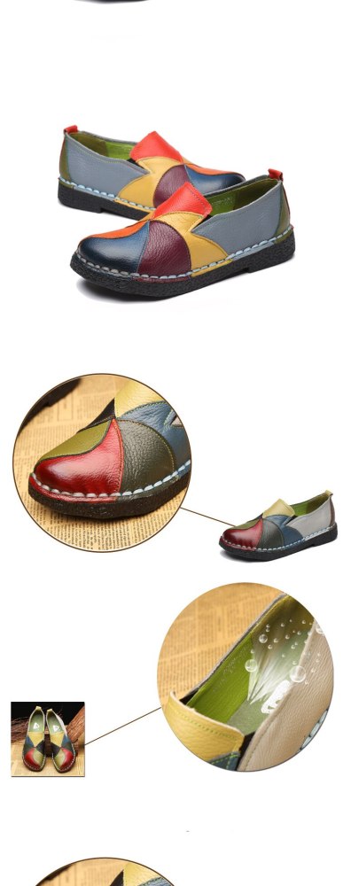 Flats women shoes folk-custom loaf shoes slip-on sewing mixed color round toe summer/autumn shoes zapatos mujer big size 35-42