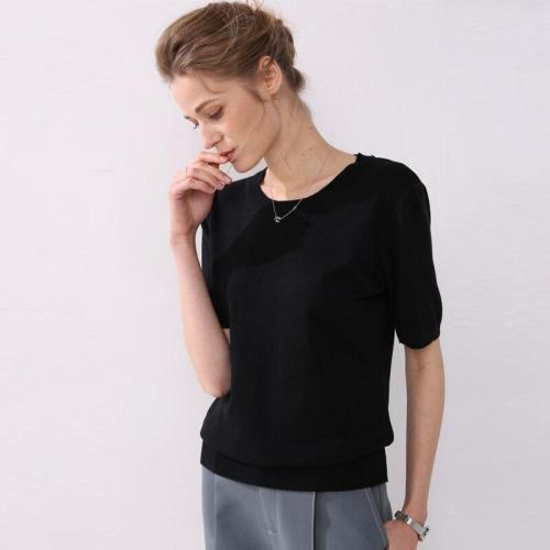 knitting shirt women summer short sleeves o-neck classic short tops warm fashionable casual pullover top tees