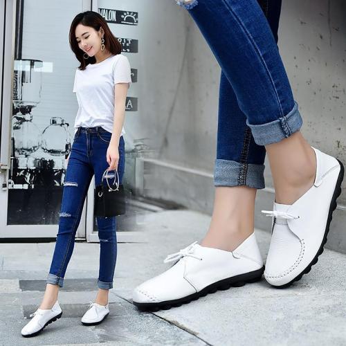 Women Flat Shoes Big Size 43-44 Rubber Non Slip Oxford Shoes For Women Lace Up Nurse Shoes Woman Casual Solid Sewing