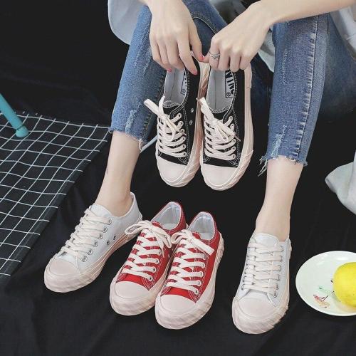 New Trainers Canvas Flat Shoes Women Casual Lace-up Vulcanize Shoes Women Summer Autumn Sneakers Ladies Flat Casual shoes