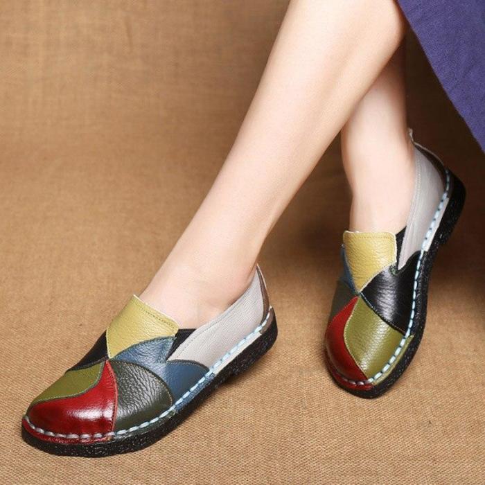 plardin Women Genuine Leather Loafers Mixed Colors Ladies Ballet Flats Shoes Female Spring Moccasins Casual Ballerina Shoes