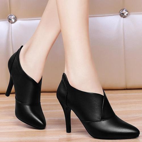 2020 Winter Women Bare boots High Heels Dress Shoes Pointed Toe Boots Black Red Botas Mujer Thin Heels Pumps Woman Shoes N7862