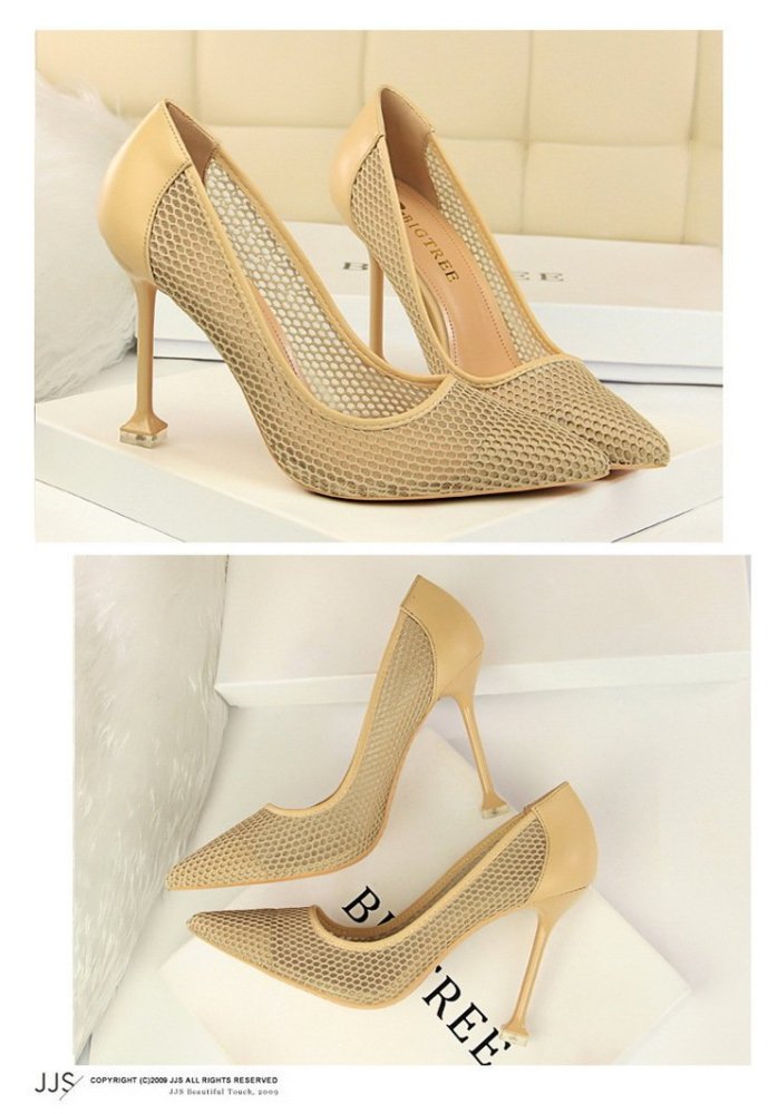 Fashion Summer Heels Women Mesh Breathable High Heels Pumps Thin Pumps Ladies Pointed Toe Shallow Pumps Shoes G0101