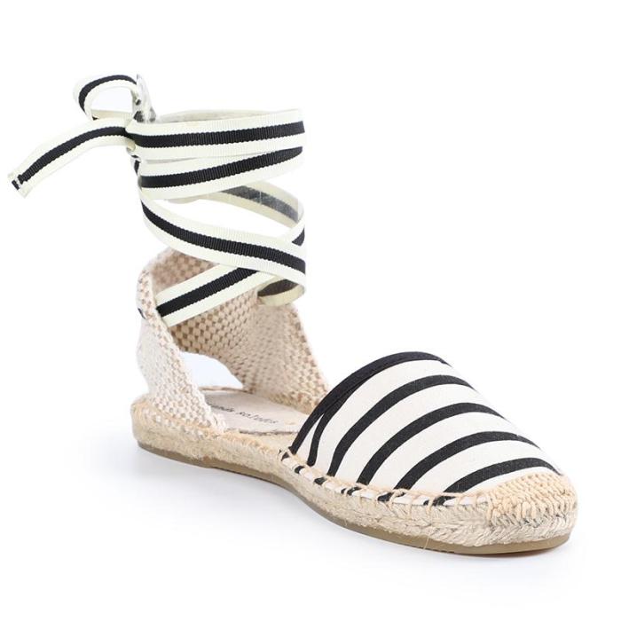 Tienda Soludos Espadrilles Shoes 2020 Summer Women's Strappy Off-duty Days Outsole Women Flats Gladiator Gingham Ankle Strap