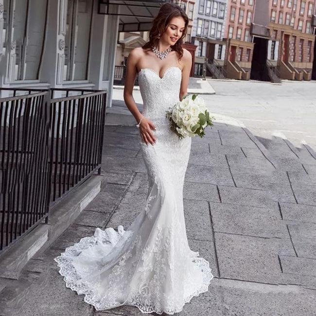 Eightree Mermaid Wedding Dress Strapless Appliques Lace Boho Wedding Gowns vestido de novia Backless 2020 Bride Dress Turkey
