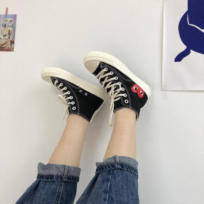 DIWEINI  male PLAY Black CDG 1970s All cool star High/Low top Unisex Skateboarding Shoes sapato feminino zapatos de mujer