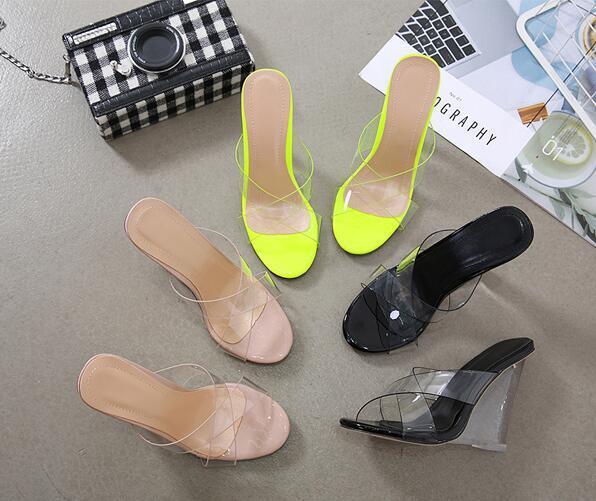 Peep Toe Nude Slip Om Transparent Stiletto 2020 Platform Heels African Woman Shoe Women's High-heeled Shoes Lace-up Clogs Wedge