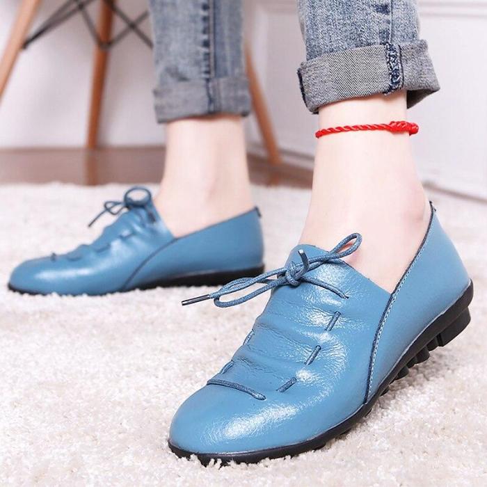 Genuine leather shoes woman pleated elastic flat shoes band basic solid rubber ladies shoes superstar adult sapato feminin