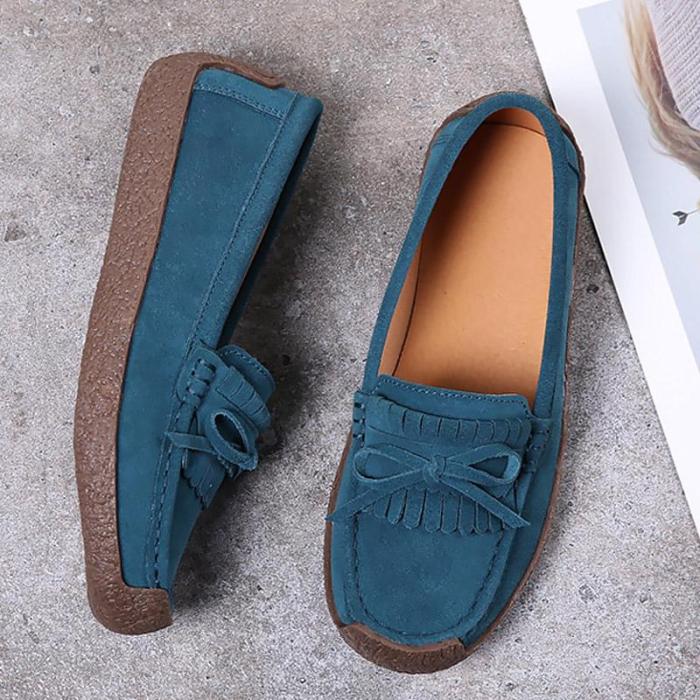 Womens Shoes Spring Autumn Flats Slip-ons Butterfly-knot Ladies Loafers Breathable Casual Shoes Women Sturdy Sole