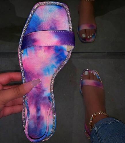 Neon Printing Bright Sandals Women Summer Outdoor Flip Flop Fashion Sandals Flat Beach Slippers Non-slip Durable Home Slides