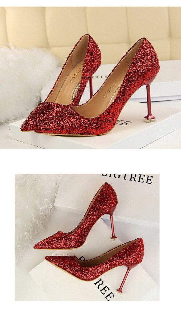 Luxury Brand Fashion Design Elegant Party Wedding Bling Women Pumps Lady Female New Pointed High Heels Shoes Plus Size G0017
