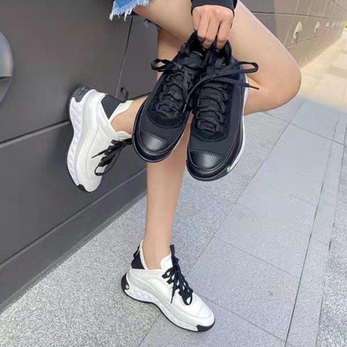 Women White Sneakers Fashion Flat-bottomed Slope Heel Sports Women's Shoes Spring Autumn New Leather Lace-up Casual Shoes Women