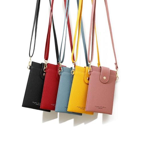 Women Cell Phone Holders With Strap Small Crossbody Purse Credit Card Holder Solid PU Hasp Wallet for Girls