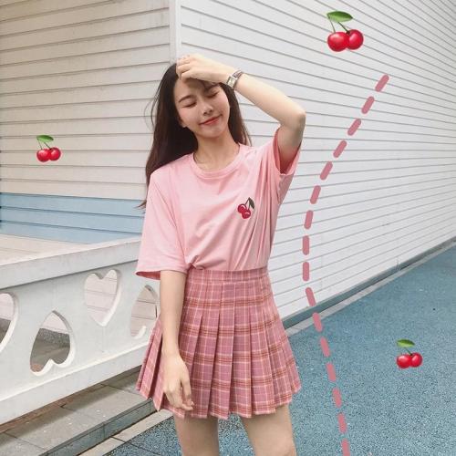 New Women Skirts Mini Plaid Summer Skirt 2020 High Waist Stitching Student Pleated Cute Sweet Girls Dance Female