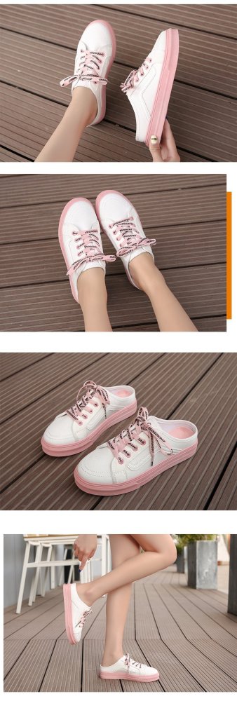 ELGEER Canvas Shoes Women 2020 Spring and Aummer Women's Lace-up Casual Shoes Without Heel Half Support One Pedal Lazy Shoes