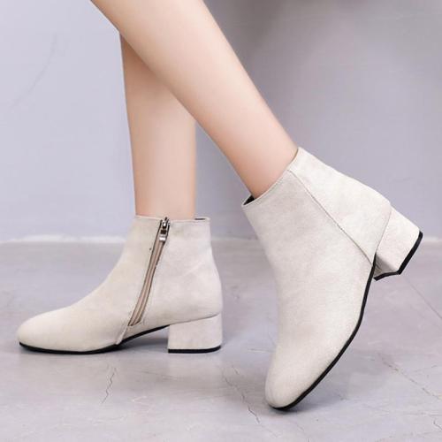 Plus size Winter Boots Women Low Heels Boots Black Ankle Boots Woman Faux Suede Booties designer shoes botas mujer 6777