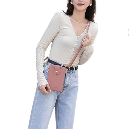 Women Cell Phone Holders With Strap Small Crossbody Purse Credit Card Holder Solid PU Hasp Wallet for Girls