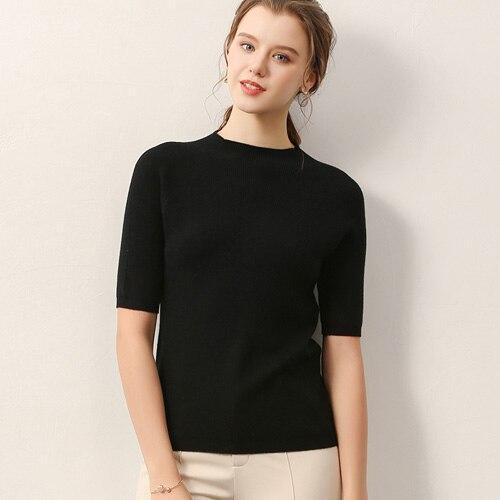 women sweater half sleeves crew neck casual solid female knitting autumn spring pullovers warm fashion ladies clothing