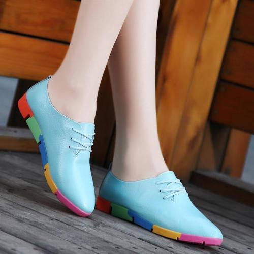 Flats shoes women loafers 2019 fashion lace-up sneakers women shoes genuine leather casual shoes woman lace-up women sneakers