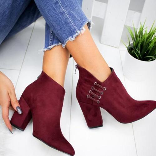 SHUJIN 2020 New Women Shoes Ankle Boots Sexy Short Boots High-heel Fashion Pointed Europe Shoes Woman Plus Size Dropshiping