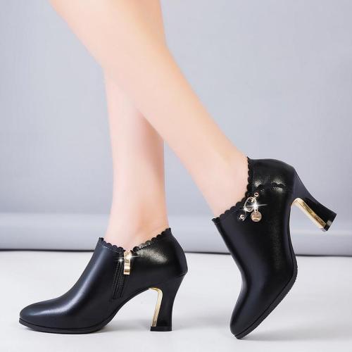 Winter Women Bare boots High Heels Dress Shoes Woman Ankle Boots Pointed Toe Botas Mujer Thin Heels Pumps Ladies Shoes 7986N