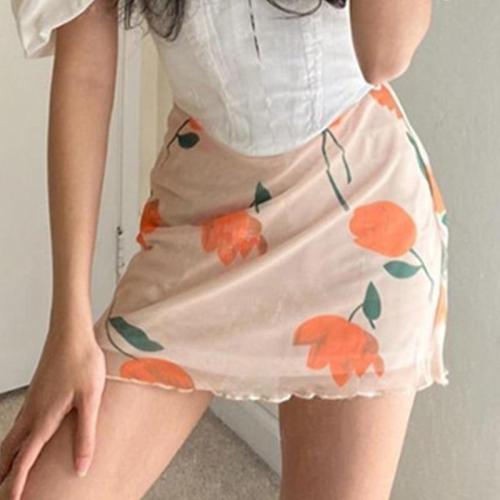 Foridol floral vintage skirt women chic streetwear mini skirt high waist skirt 2020 new cute short tulle skirt