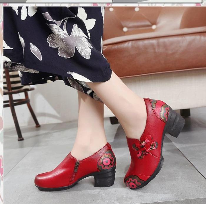 Shoes woman Butterfly-knot Flats shoes Real leather Print female shoe Increase Wedges shoes Rubber Non Slip buty damskie