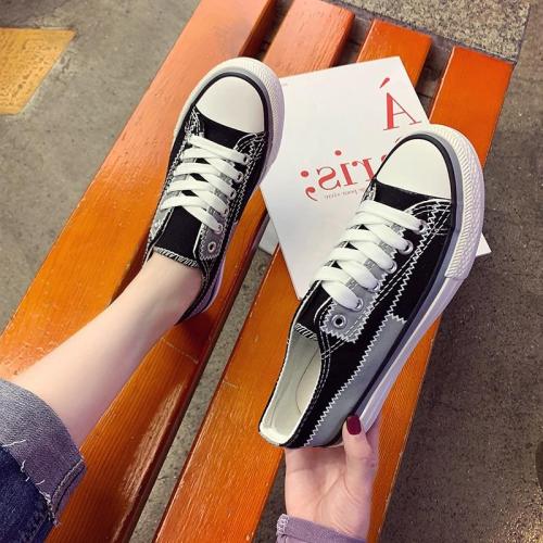 Women Canvas Shoes Platform Chunky Sneakers Black Fashion Vulcanized Shoes Tennis Female Casual Shoes Woman Lace Up Sneaker 2021
