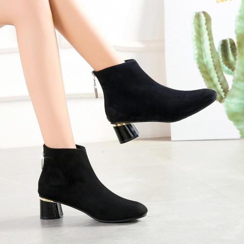 Plus Size 35-43 Women Ankle Boots Gold High Heels Back Zipper Botas Mujer Black Boots Rihinestone Winter Shoes N7877
