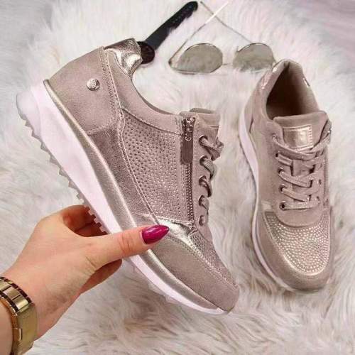 ECN Women Casual Shoes 2020 New Fashion Wedge  Flat Shoes Zipper Lace Up Comfortable Ladies Sneakers Female Vulcanized Shoes