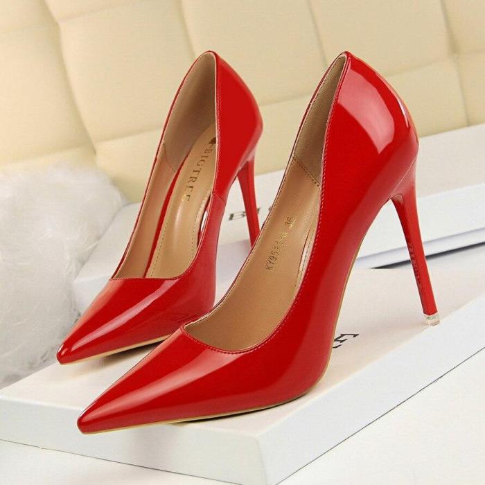 Women High Heels Office Lady Shoes White Pump Fashion Thin Heels 2019 Summer Ladies Shoe Pointed PU Leather Elegant G0058