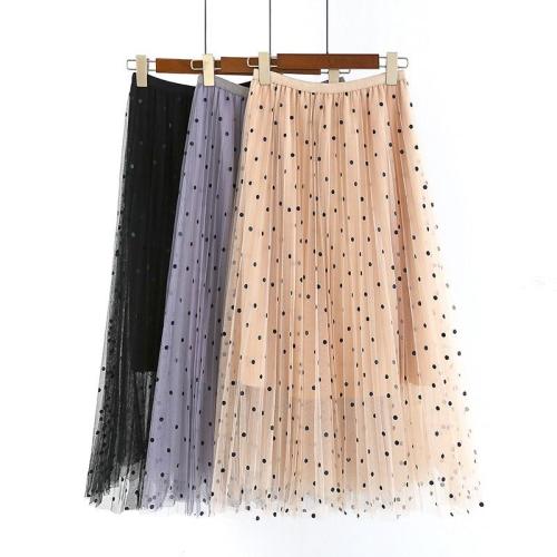 2020 New Spring Summer Ladies Polka Dot Long Skirt High Waist Casual Loose Pleated Skirt Female Elastic Waist Maxi Skirt