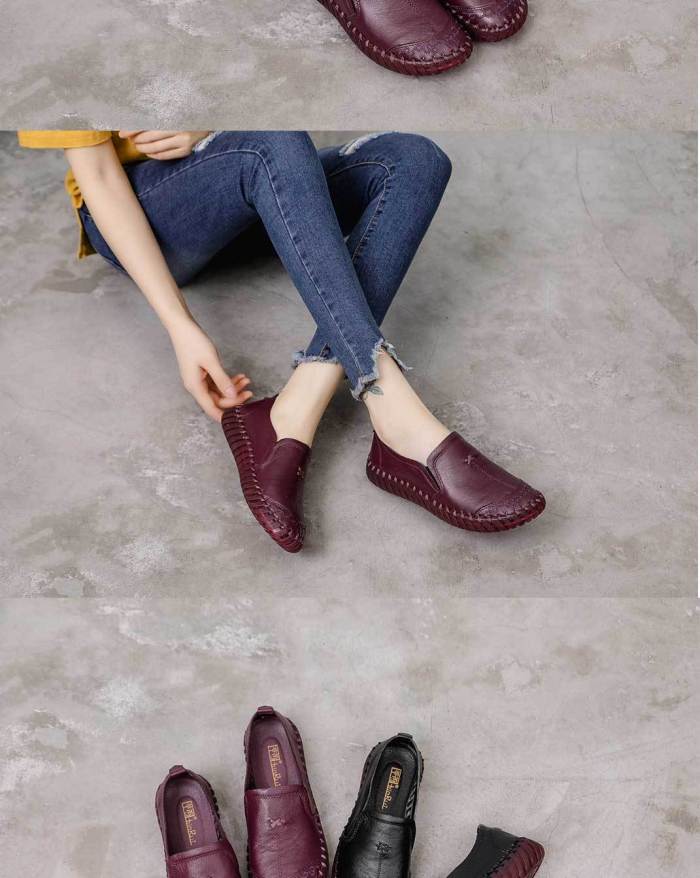 2020 New Women Flat Shoes Genuine Leather Slip On Women Casual Shoes Loafers Soft Footwear Mocassin Female Flat shoes woman