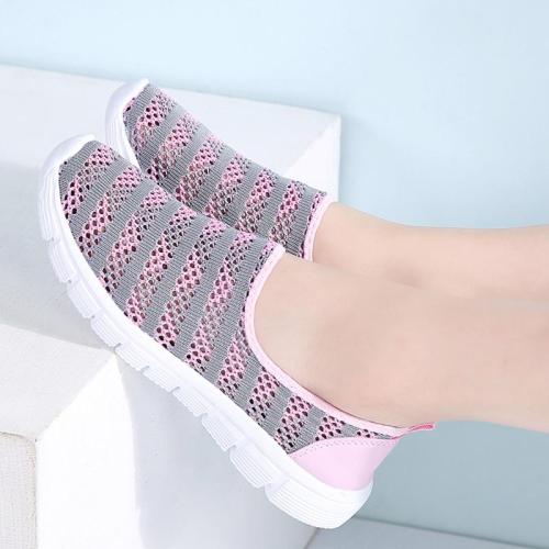 Women Flat Shoes Fashion Striped Air Mesh Cozy Slip On Shoes For Women Rubber Breathable Sports Shoes For Women Loafers