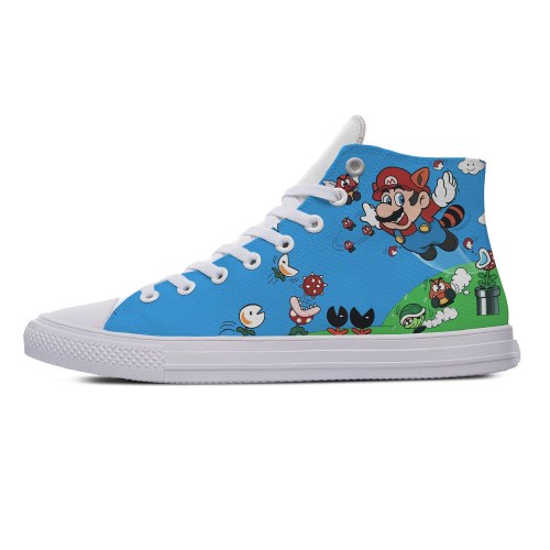Man Mario Cartoon Game Hot Cool Fashion Casual Canvas Shoes Super  High Top Breathable Sneakers 3D Print for Men Women