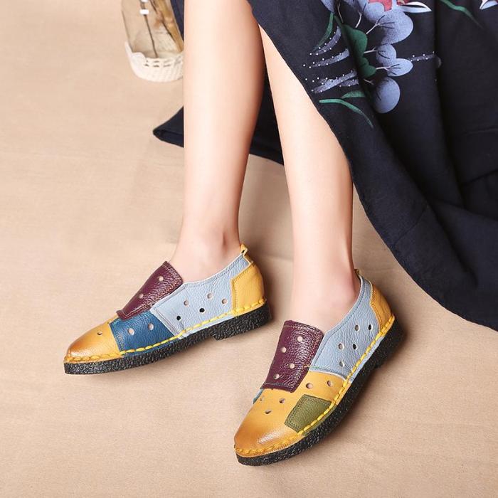 plardin Women Genuine Leather Loafers Mixed Colors Ladies Ballet Flats Shoes Female Spring Moccasins Casual Ballerina Shoes
