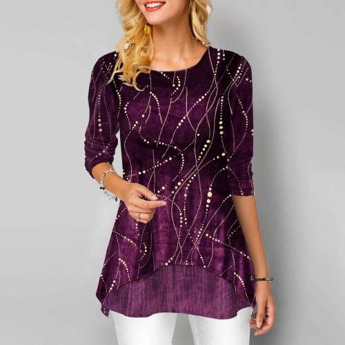 Loose Casual Women Lines Top Shirts Long Sleeve Print Blouses Shirt Patchwork For Women 2020 New Plus Size Shirt