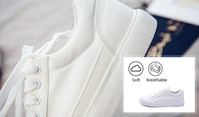 Women sneakers 2020 new arrivals fashion lace-up black/white women shoes solid sewing shallow casual canvas shoes women