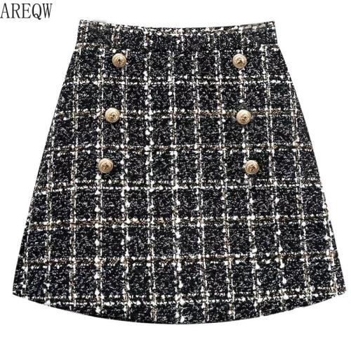 Tweed Half-length Skirt for Women In Autumn Spring 2020 New Korean White Black Chic Short Skirt with High Waist Hip
