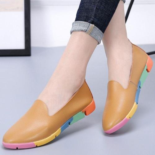 Plus size Women flats shoes loafers 2019 new genuine leather Pointed Toe shoes woman slip on fashion ladies shoes flats women