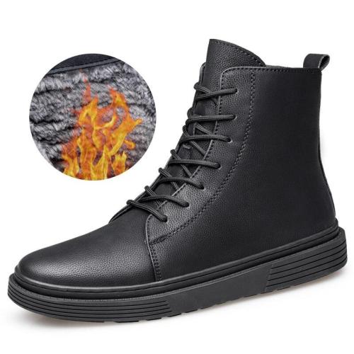 Warm Men Boots Winter Waterproof Genuine Leather Ankle Boots Outdoor Plush Working Snow Boots Men's Shoes