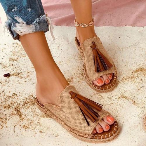 Summer Women Designer Slippers Tassel Open Toe Loafers Slipper Indoor And Outdoor Beach Ladies Shoes