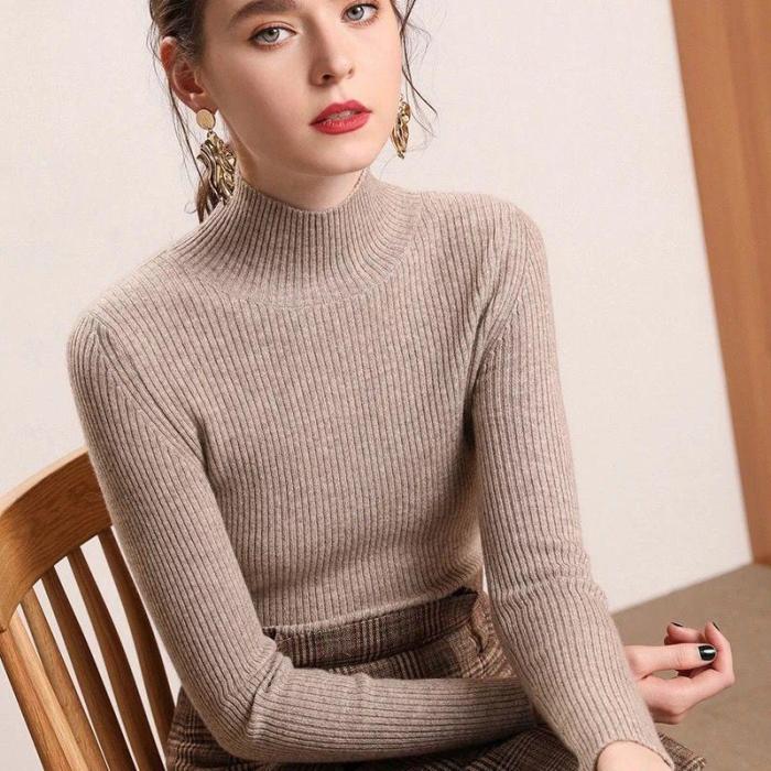 Bonjean Knitted Jumper Autumn Winter Tops Pullovers Casual Sweaters Women Shirt Long Sleeve Short Slim Tight Sweater Girls