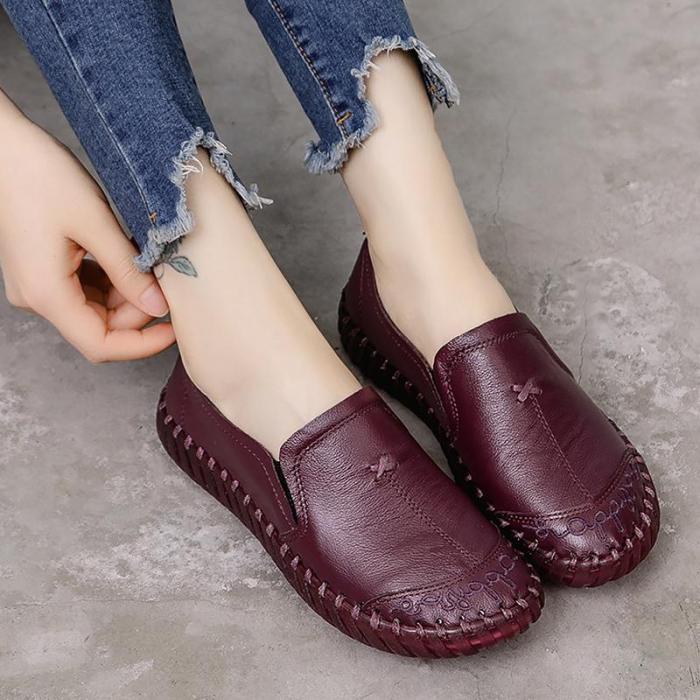 2020 New Women Flat Shoes Genuine Leather Slip On Women Casual Shoes Loafers Soft Footwear Mocassin Female Flat shoes woman