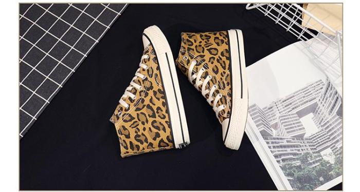 Spring/Autumn Women Sneakers Tenis Feminino Canvas Shoes Star Leopard Print Trainers Walking Shoes Woman Chaussure Femme US-17