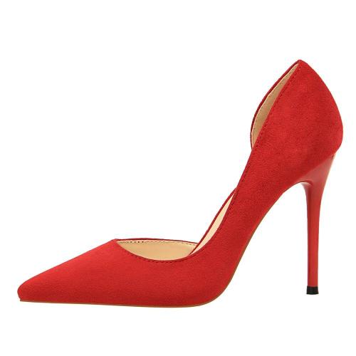 Women Pointed Toe High Heels Slip On Stiletto 10 CM Wedding Party Dress Pumps Shoes Sexy Side Empty Solid Color Shoes G0078