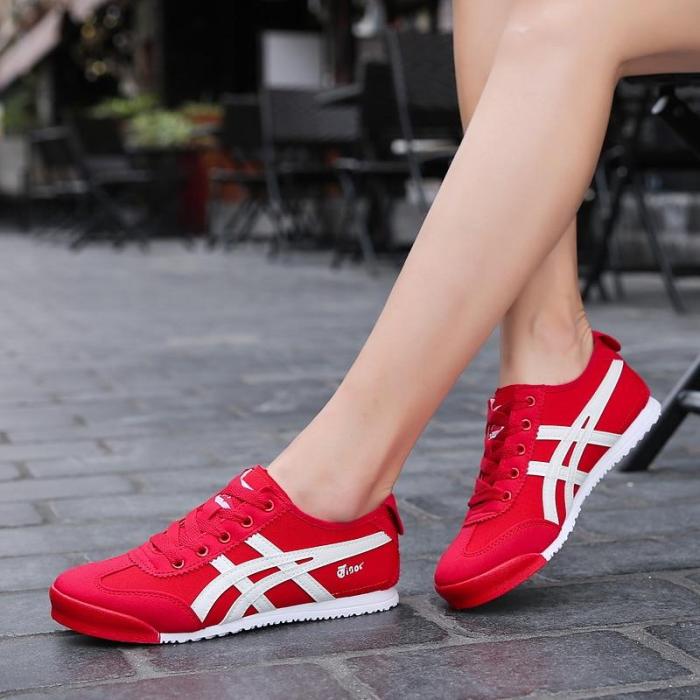Couple models Onitsuka Agan shoes White canvas shoes Beige Ahgan shoes Red rest shoes Men and women non-slip sneakers Tide