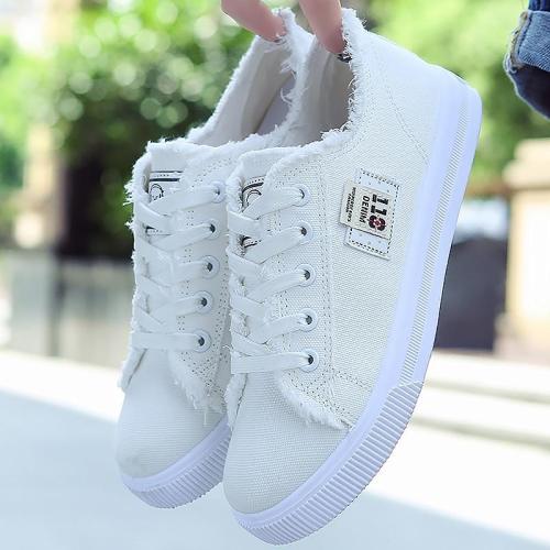 Casual shoes woman 2021  new arrival lace-up canvas shoes spring/autumn fashion shallow solid blue/black/white shoes