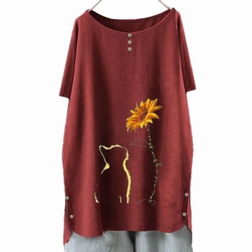 Women T-Shirt Autumn 2020 Casual Vintage Dandelion Print Butterfly Flower Long Sleeve Shirt Top Moda Poleras Mujer